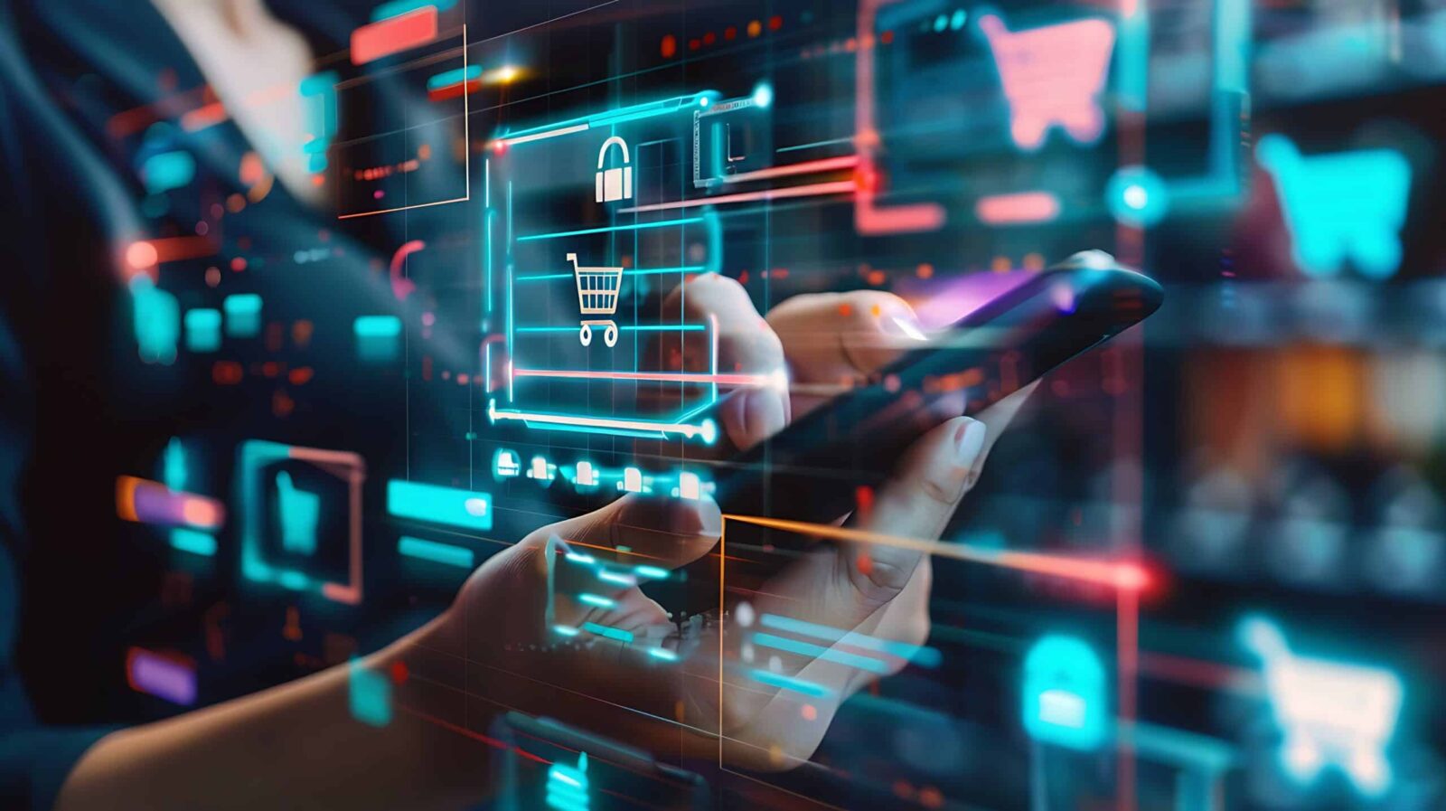 Digital marketing. modern interface payments online shopping digital futuristic design AI Image Generative